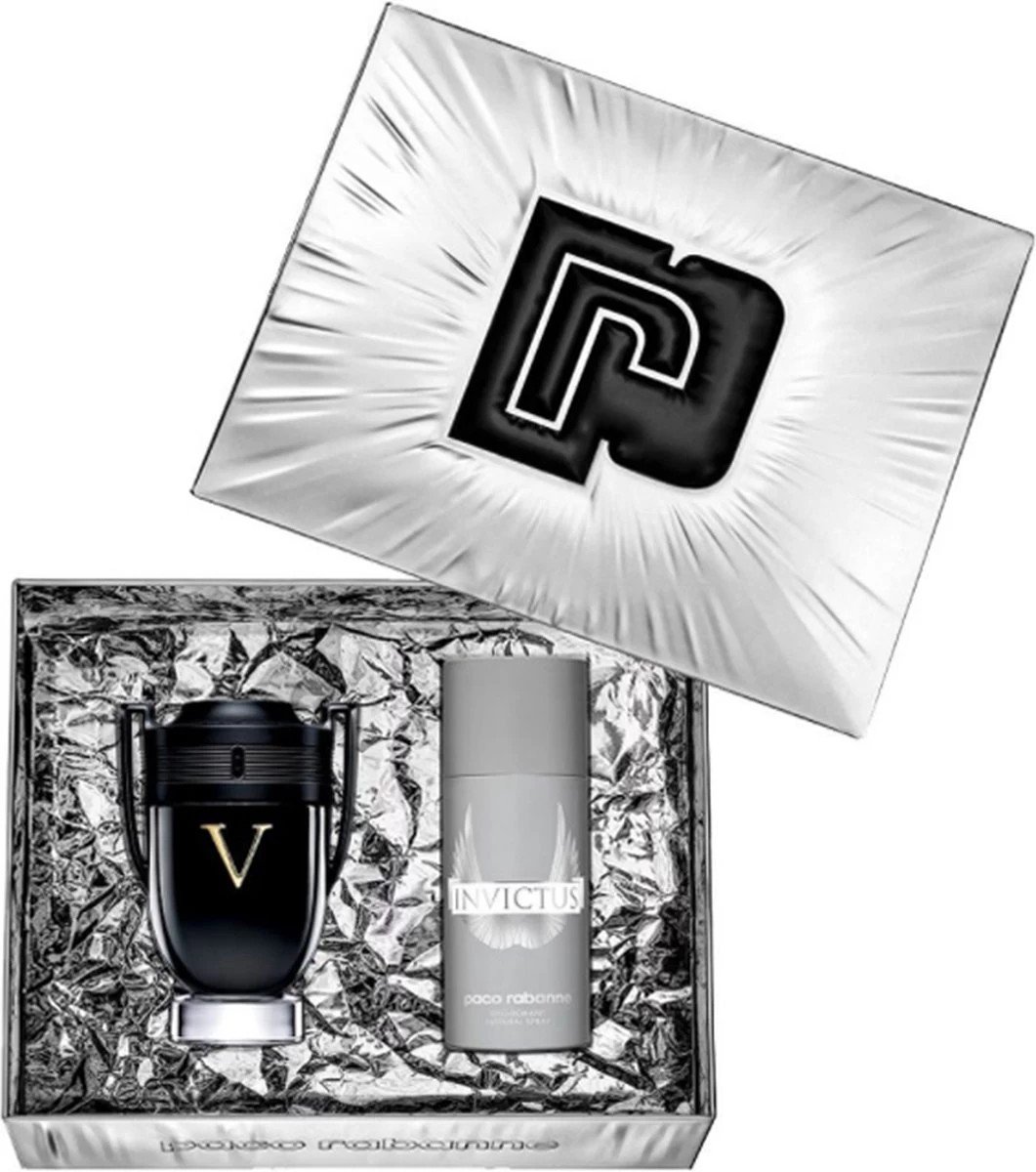 Paco Rabanne Invictus Victory Giftset -100 Ml Eau De Parfum Spray + 150 Ml Deodorant Spray - Cadeauset Voor Heren