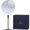 Make-up Spiegel Van Sanicraft® - USB Oplaadbaar - 360 Graden Draaibaar - Make Up Spiegel Met LED Verlichting - Afneembaar 10x Vergroting Spiegeltje - Diameter 17cm