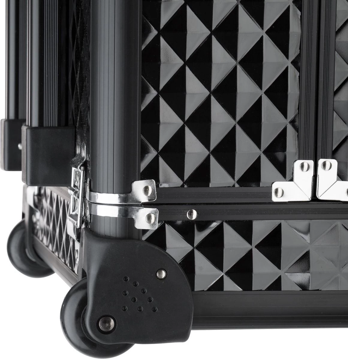 Dreamble Make-up Koffer - Make-up Trolley - Zwart - Rijdbaar - Met Wieltjes - Compact - 8 Vakken - Met Slot - 2 Sleutels - Afbeelding 3