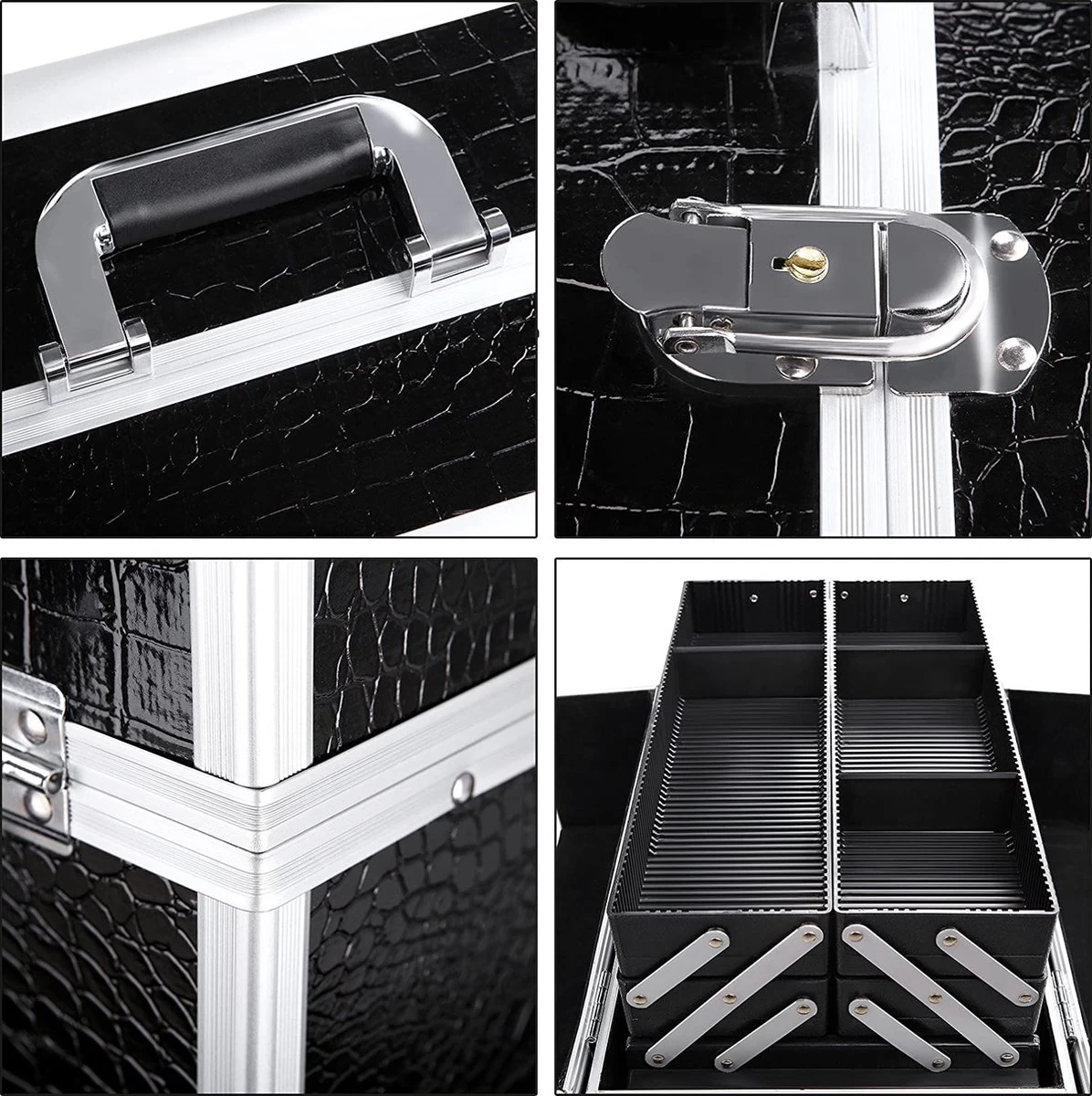 A.T. Shop Cosmeticakoffer, Make-up Koffer, Beauty Case, Bewaren Van Make-up, Nagellak. Zwart - Afbeelding 5