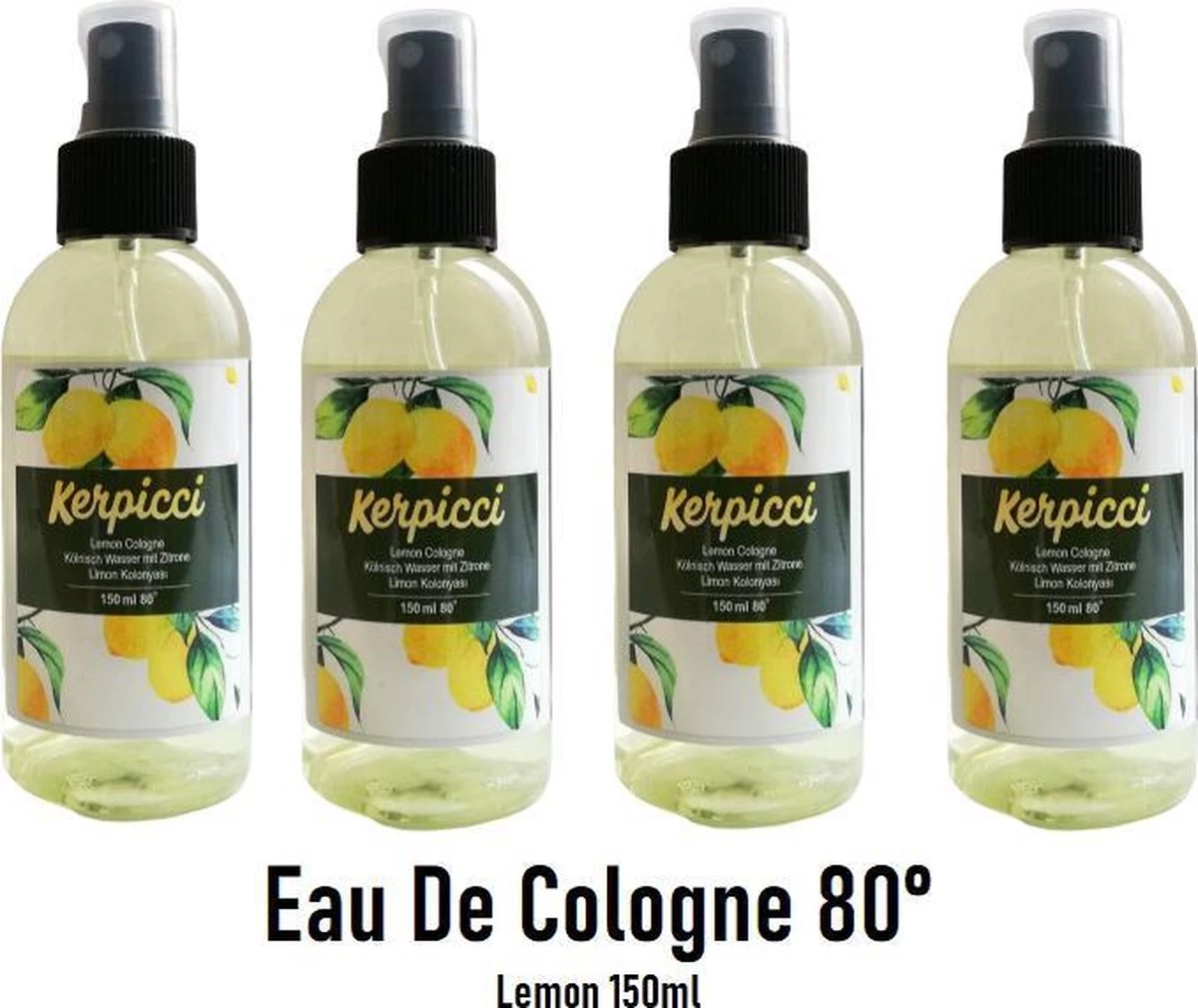 Limon Kolonya 80° 150ml Pompspray | Eau De Cologne | After Shave | Citroengeur | Citroen Geurwater Voor Dames En Heren | 4 Stuks