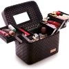 Confibel Make Up Koffer - Uitklapbaar - 5 Opbergbakken - Met Spiegel - Zwart