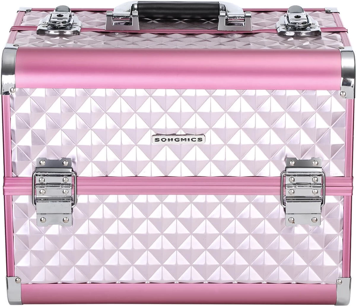 Homeza® Cosmetica Koffer - Make-up Doos - Visagie Koffer - Roze-Zilver