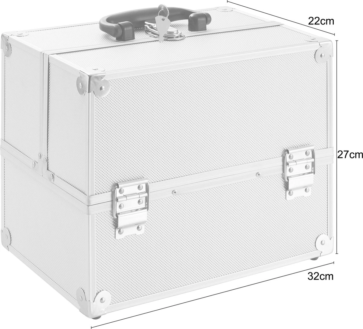 AREBOS Cosmetica Koffer - Beauty Case - Cosmetica Trolley - 15 L - Zilber - Afbeelding 7