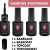 #BADBLACKSERIE - Influence Gellac - Zwarte Gellak - Gellak Zwart UV - UV Gellak - Gel Nagellak - Basecoat - Topcoat - Topcoatmat - No Wipe - Startersset - Kado Vrouw - Valentijns Cadeau - Kado Voor Haar - 4 X 10 Ml