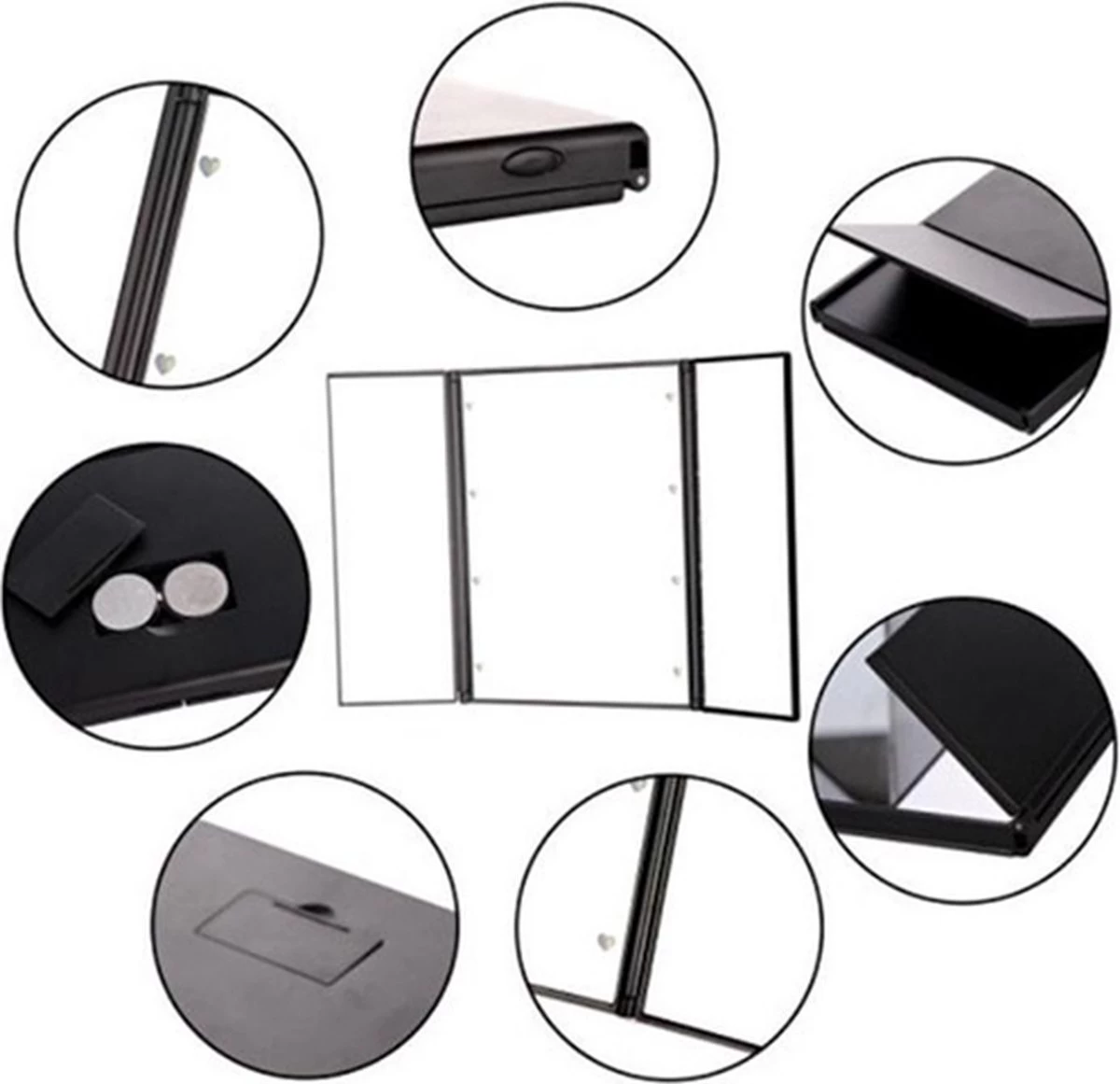 Spiegel Met LED Verlichting - Make-upspiegel - Zwart - Afbeelding 4