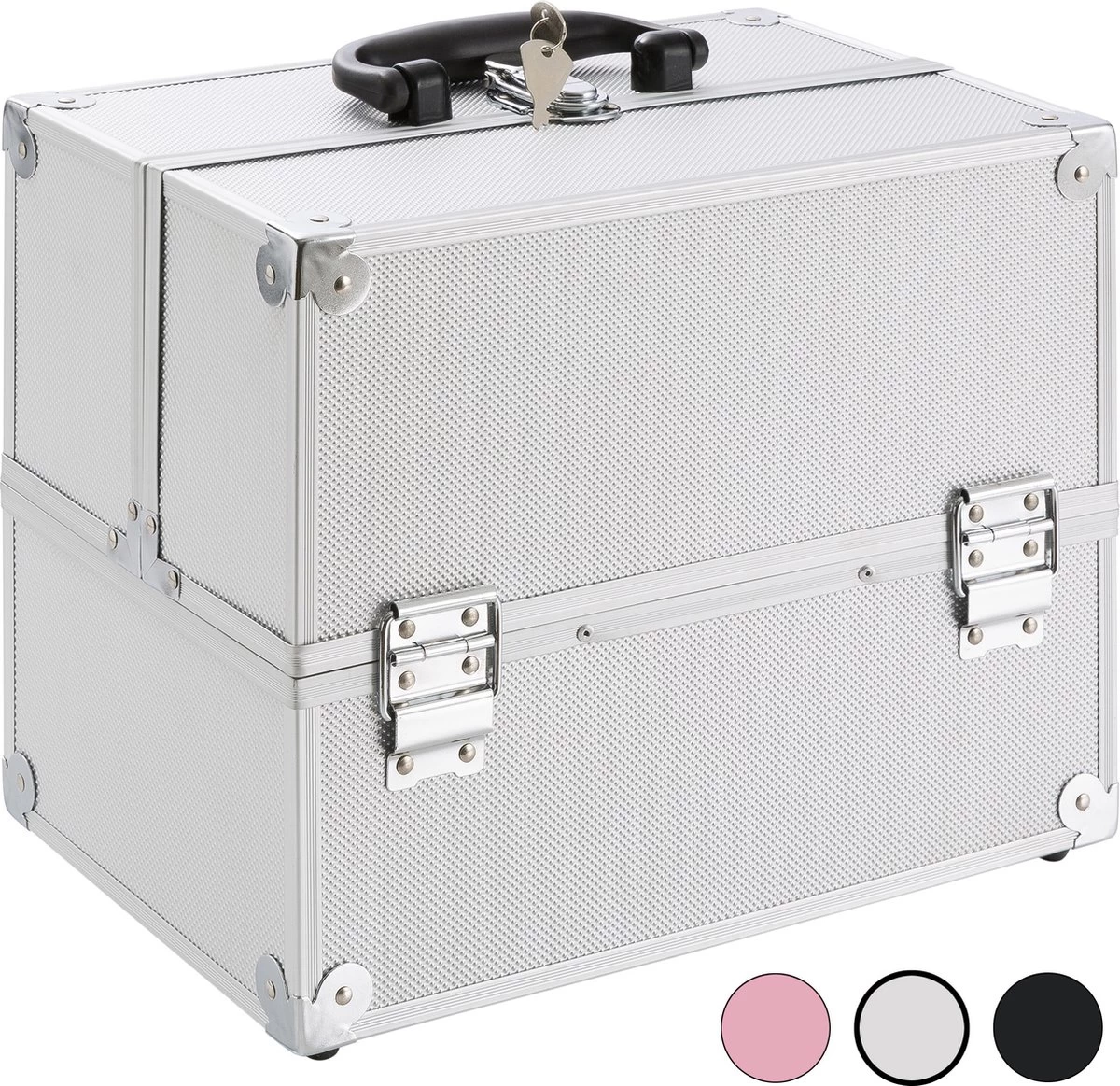 AREBOS Cosmetica Koffer - Beauty Case - Cosmetica Trolley - 15 L - Zilber - Afbeelding 3