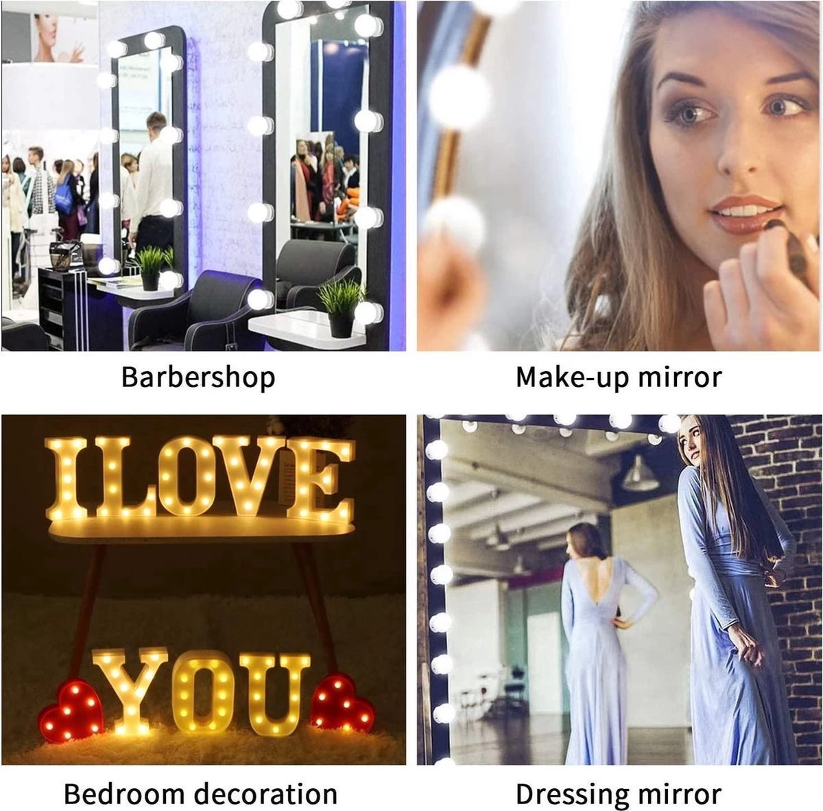 BOTC Hollywood Spiegellampen - 10 Led Spiegellampen Met 3 Lichtmodi En 10 Dimfunctie Voor Make-upspiegel - LUB90101 - Afbeelding 8