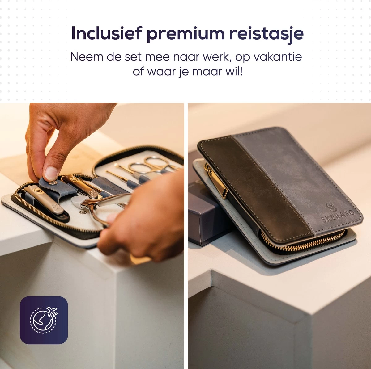 Skeraxo 8-delige Luxe Verschillende Tools - Professioneel Manicure Set & Pedicureset Met Nagelvijl & Nageltang – Behandeling Nagels En Huid - Afbeelding 11