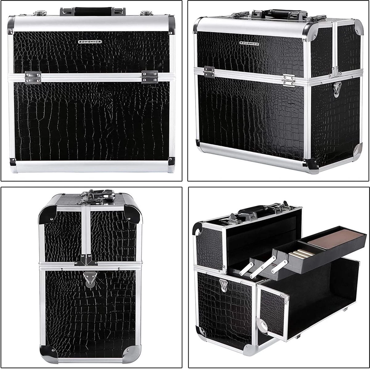 A.T. Shop Cosmeticakoffer, Make-up Koffer, Beauty Case, Bewaren Van Make-up, Nagellak. Zwart - Afbeelding 4