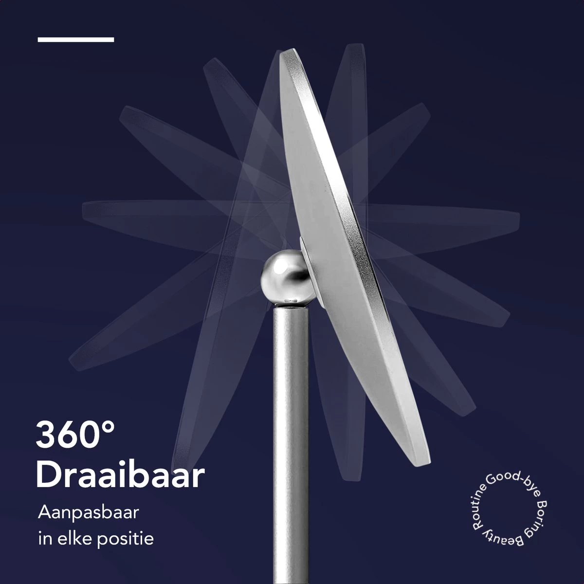 Make-up Spiegel Van Sanicraft® - USB Oplaadbaar - 360 Graden Draaibaar - Make Up Spiegel Met LED Verlichting - Afneembaar 10x Vergroting Spiegeltje - Diameter 17cm - Afbeelding 3