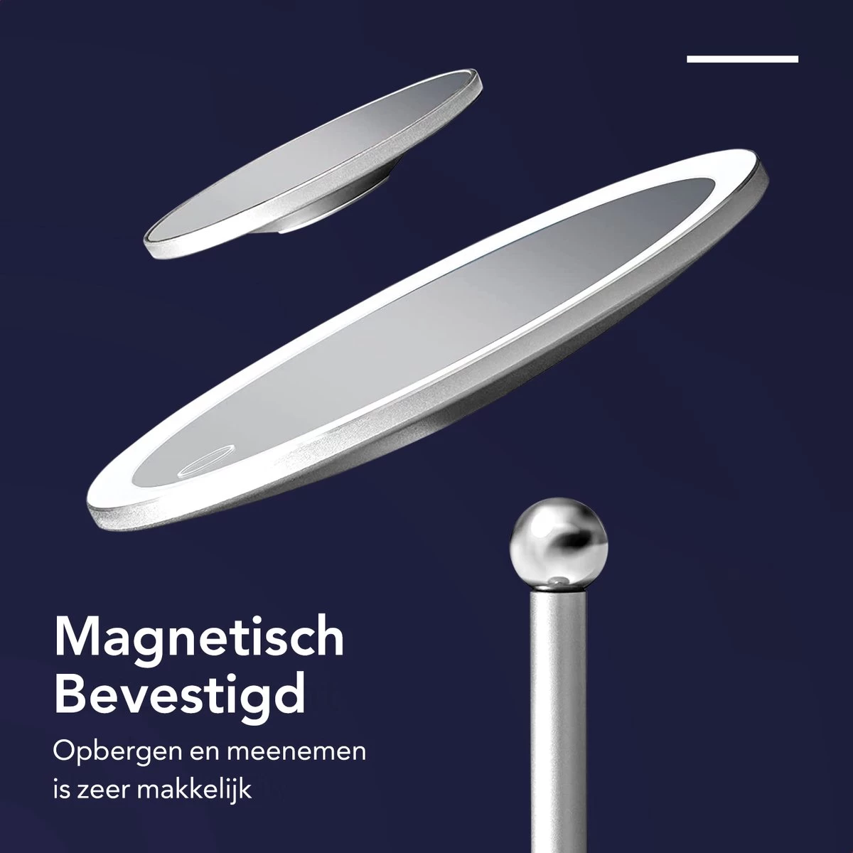 Make-up Spiegel Van Sanicraft® - USB Oplaadbaar - 360 Graden Draaibaar - Make Up Spiegel Met LED Verlichting - Afneembaar 10x Vergroting Spiegeltje - Diameter 17cm - Afbeelding 7