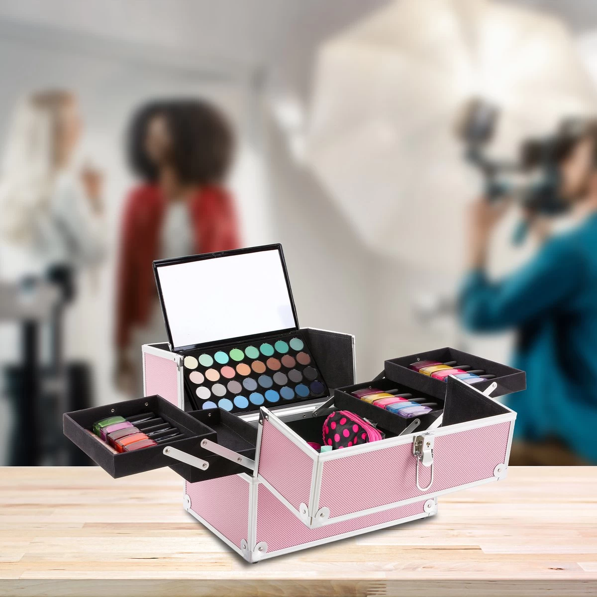 AREBOS Cosmeticakoffer Beauty Case Multikoffer 15 L Roze - Afbeelding 2