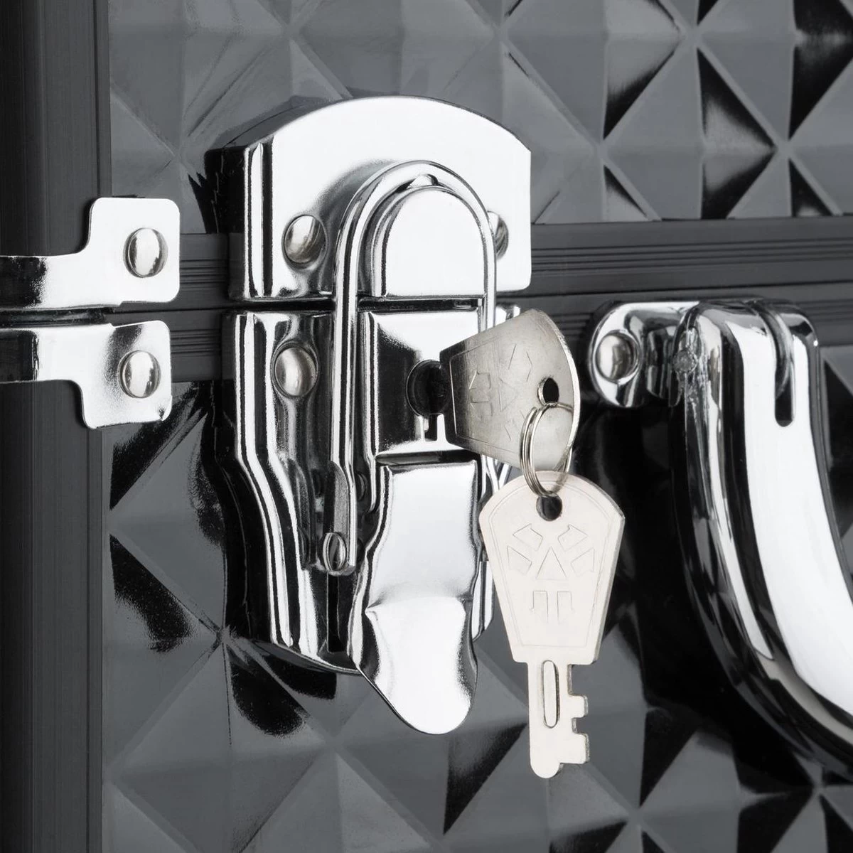 Dreamble Make-up Koffer - Make-up Trolley - Zwart - Rijdbaar - Met Wieltjes - Compact - 8 Vakken - Met Slot - 2 Sleutels - Afbeelding 6