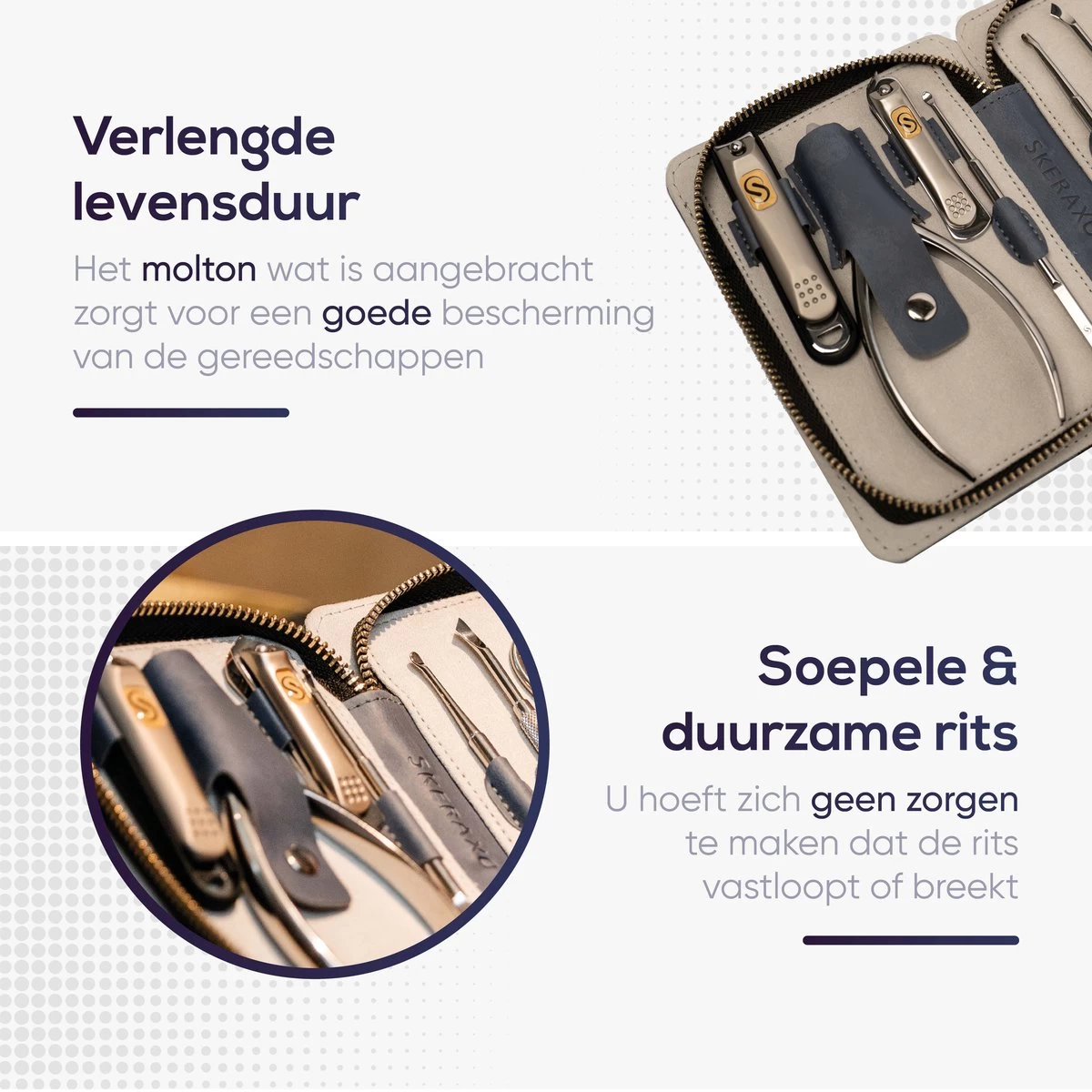 Skeraxo 8-delige Luxe Verschillende Tools - Professioneel Manicure Set & Pedicureset Met Nagelvijl & Nageltang – Behandeling Nagels En Huid - Afbeelding 13