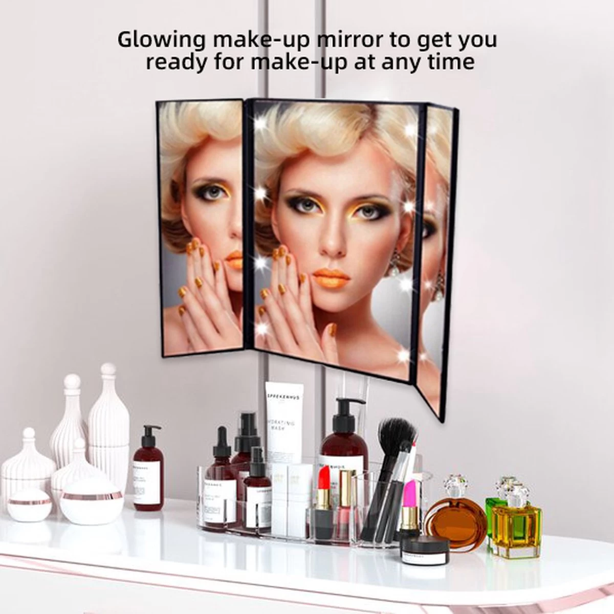 Spiegel Met LED Verlichting - Make-upspiegel - Zwart - Afbeelding 7