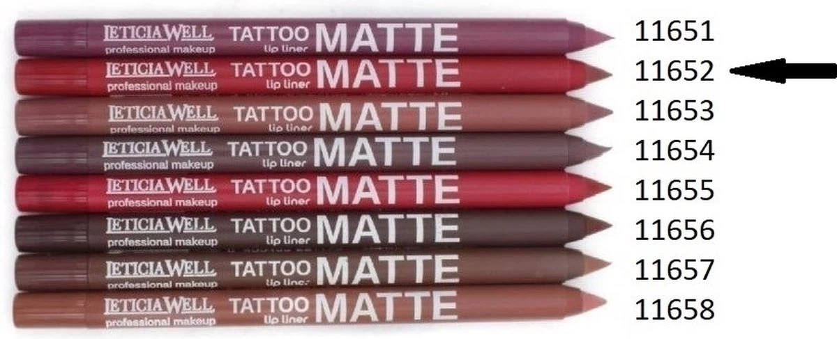 Leticia Well – Matte Tattoo Lippotlood / Lipliner – Rood / Hot Red - Nummer 11652 - 1 Stuks