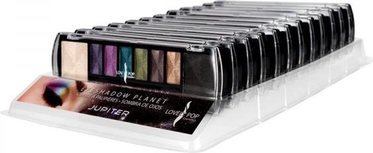 Lovely Pop Cosmetics - Oogschaduw Palette - Planet Jupiter - Met Lange Applicator - 8 Kleuren: Wit / Paars / Lila / Blauw / Groen / Bruin / Goud / Zwart - 1 Doosje Met 9 Gram Inhoud - Afmeting Doosje: 14,7 X 4,4 Centimeter - Afbeelding 2