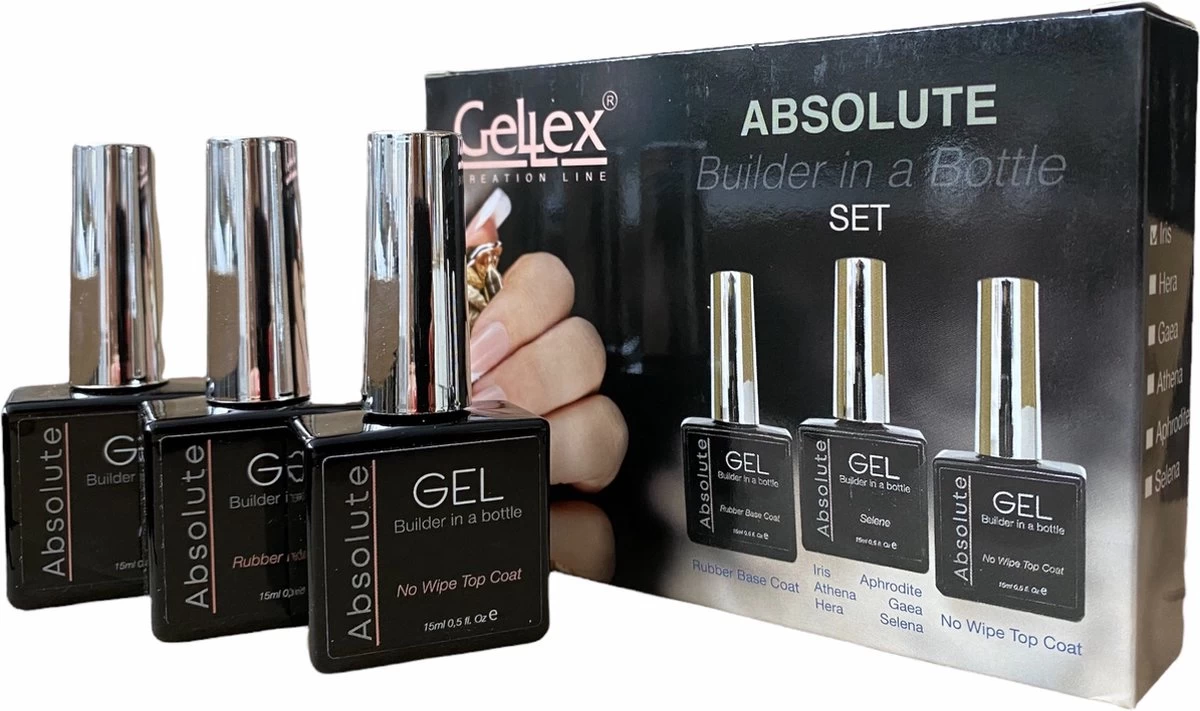 Gellex- SET Absolute Builder Gel In A Bottle "Gaea" 15ml - Starterspakket 3x15ml - Gel Nagellak Set- Gel Nagels