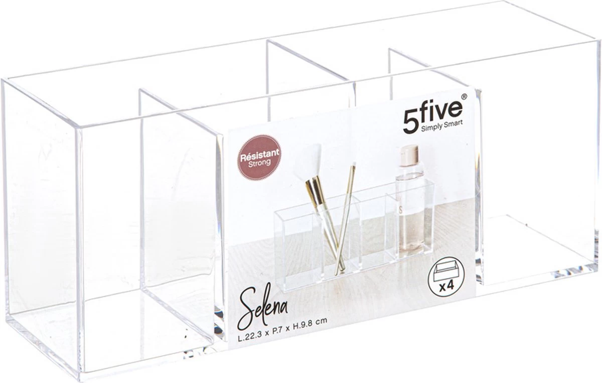 Five® Make-up Bakje 4 Vakken - Transparant - Sorteervakken - Afbeelding 2