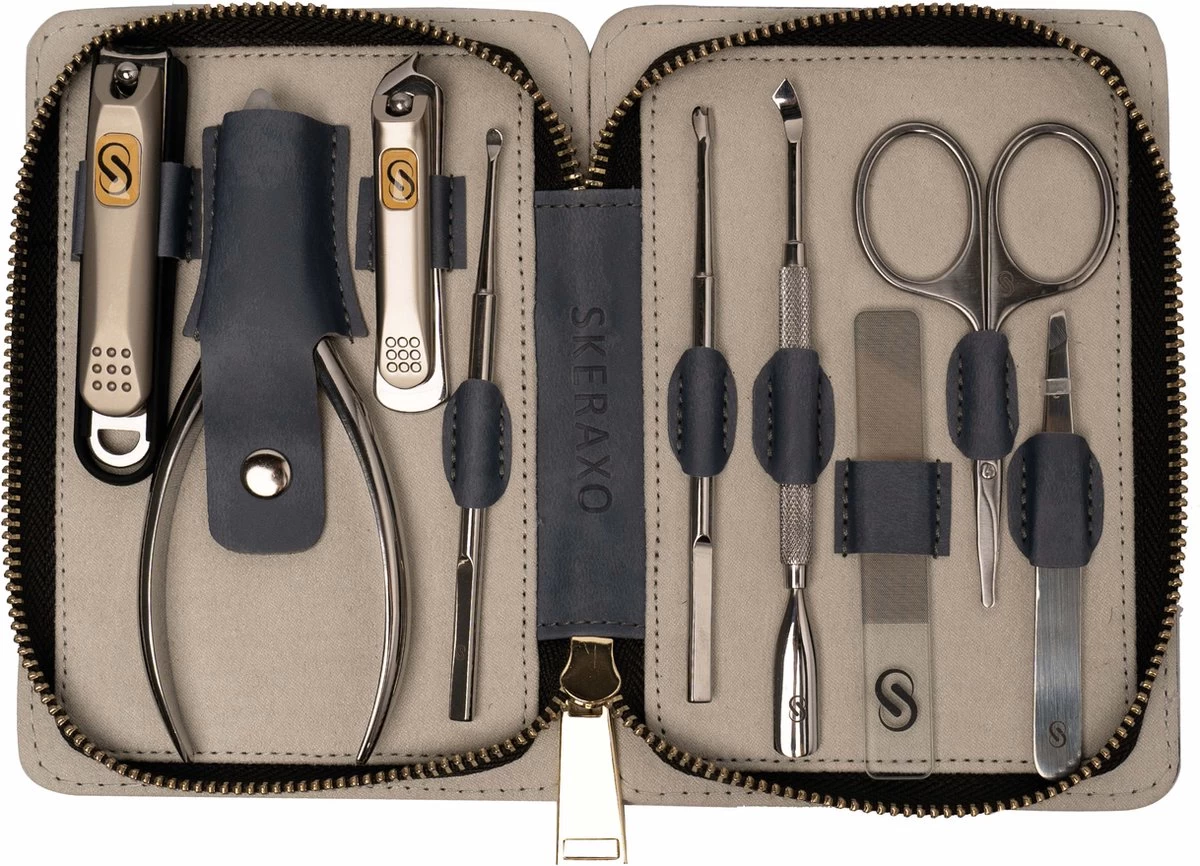 Skeraxo 8-delige Luxe Verschillende Tools - Professioneel Manicure Set & Pedicureset Met Nagelvijl & Nageltang – Behandeling Nagels En Huid - Afbeelding 9