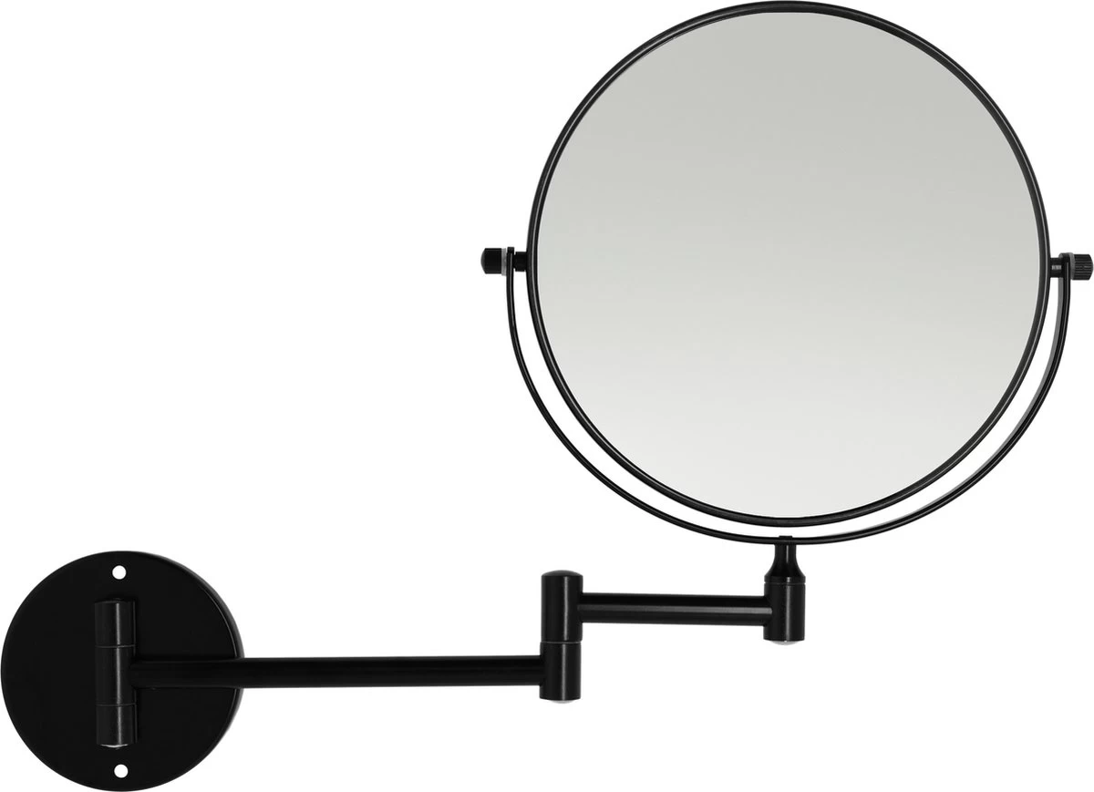 LYVION Make-up Spiegel - Scheerspiegel - Vergrootspiegel - 2 Spiegels - Voor Aan De Wand - Uitklapbaar - Verstelbaar - Cosmeticaspiegel - Dubbelzijdig - RVS - Zwart - Afbeelding 4