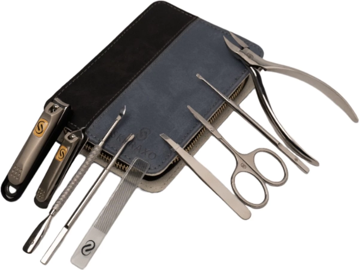 Skeraxo 8-delige Luxe Verschillende Tools - Professioneel Manicure Set & Pedicureset Met Nagelvijl & Nageltang – Behandeling Nagels En Huid - Afbeelding 7