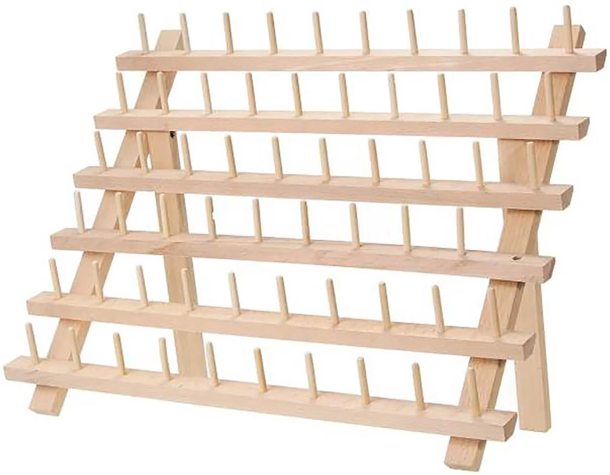 Merkloos Houten Naaigaren Rek - 60 Houders Voor Garen - Voor Naaien & Borduren - Opbergrek Staand - 60 Pinnen - Houder - Organizer - Hout