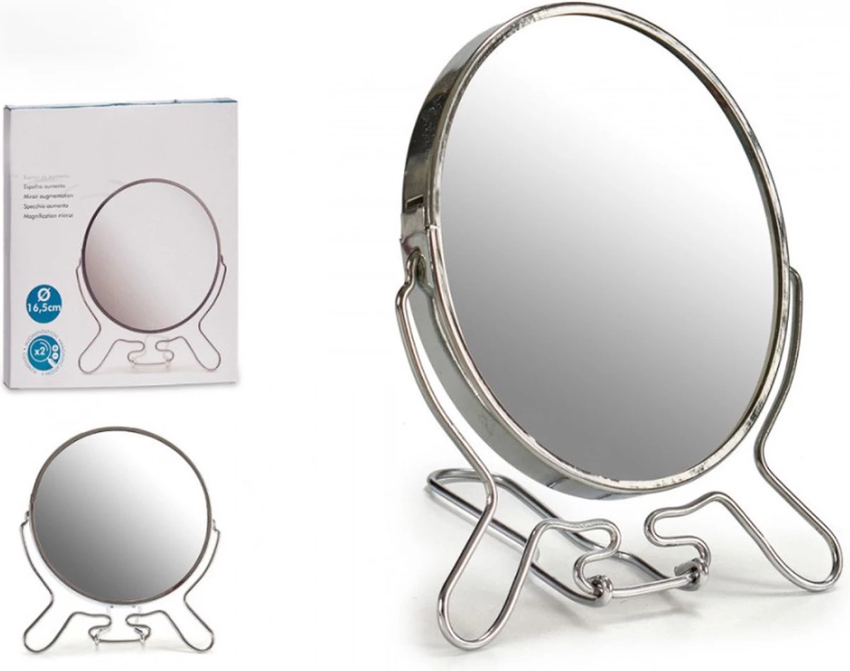 Merkloos Scheerspiegel 12cm 2-zijdig (één Zijde 2x Vergrotend) - Aluminium - Afbeelding 2