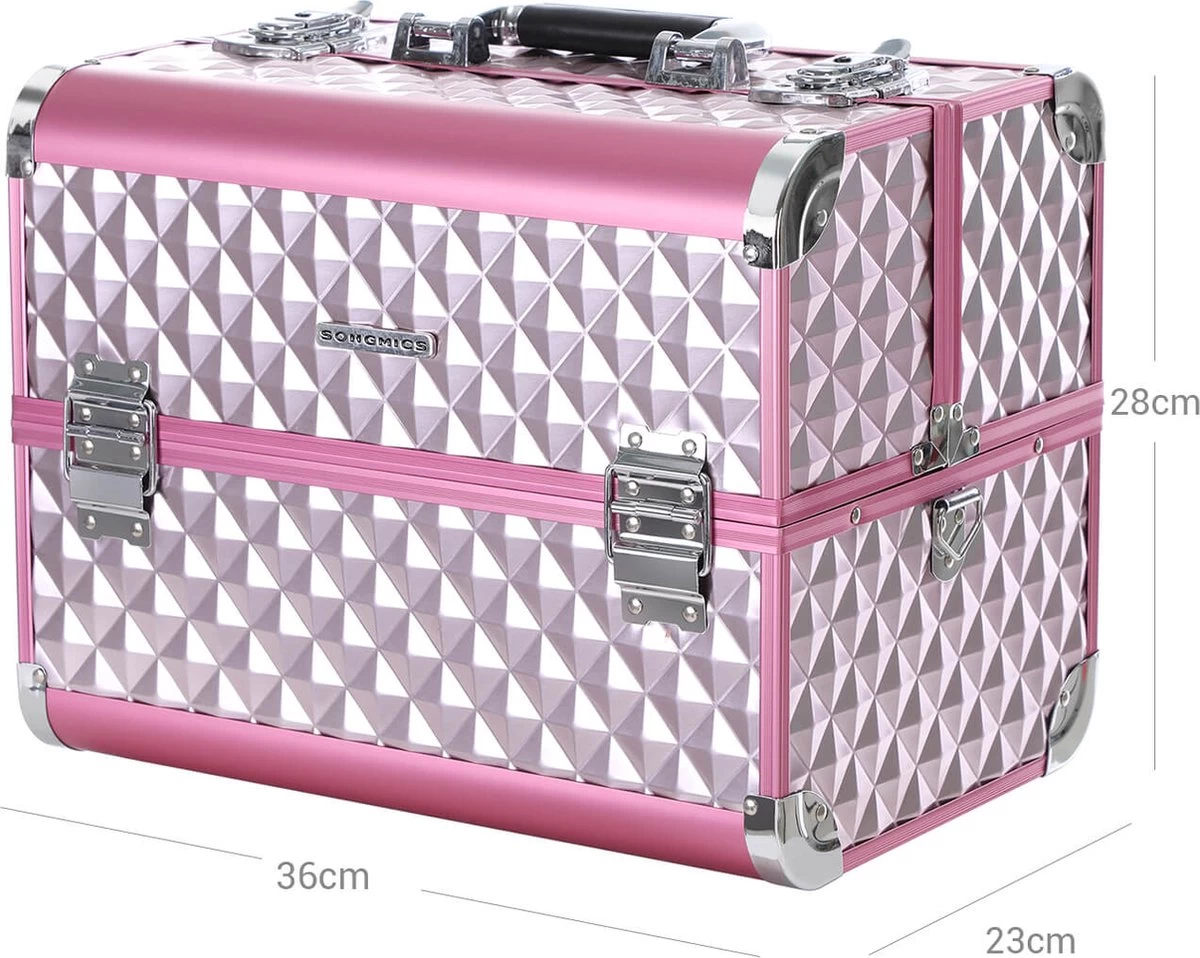 Homeza® Cosmetica Koffer - Make-up Doos - Visagie Koffer - Roze-Zilver - Afbeelding 5