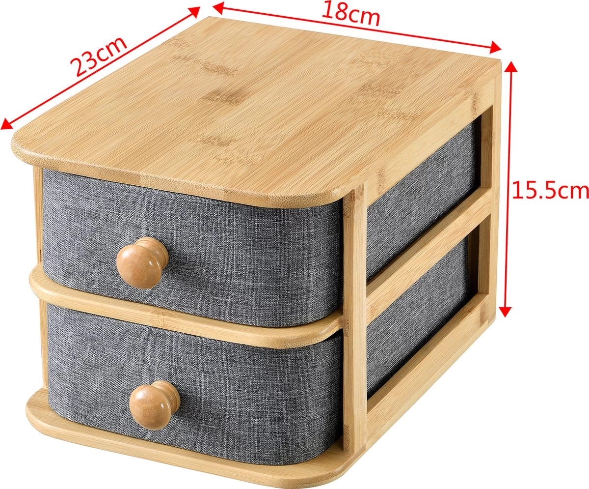 Bureau Organizer Arsivik Met 2 Lades Bamboe 15,5x18x23 Cm - Afbeelding 2