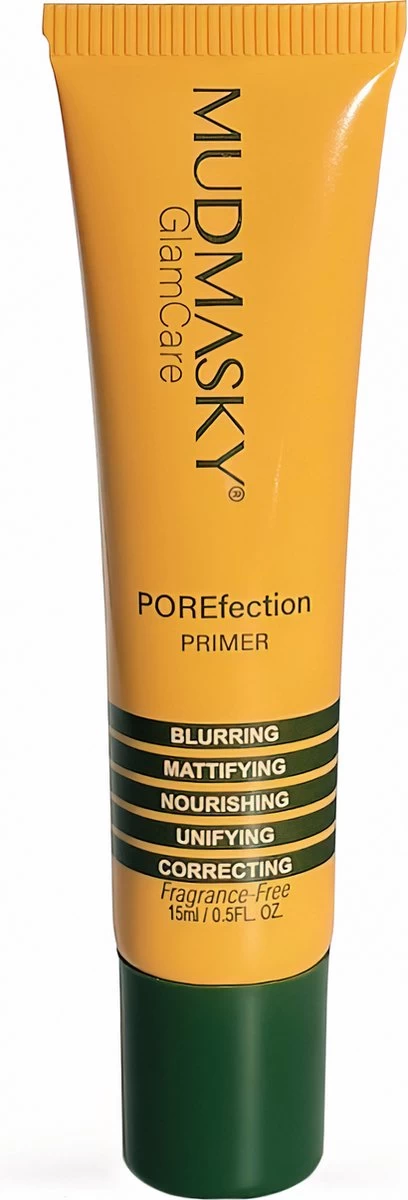 POREfection® Mattifying Face Primer By MUDMASKY® - Gladmakend - Voedend + Matterende Primer - Voorkomt Glans & Matteert De Huid - Poriën Zijn Minder Zichtbaar - Pore Minimizing Primer Make-Up - Langhoudende Make-up
