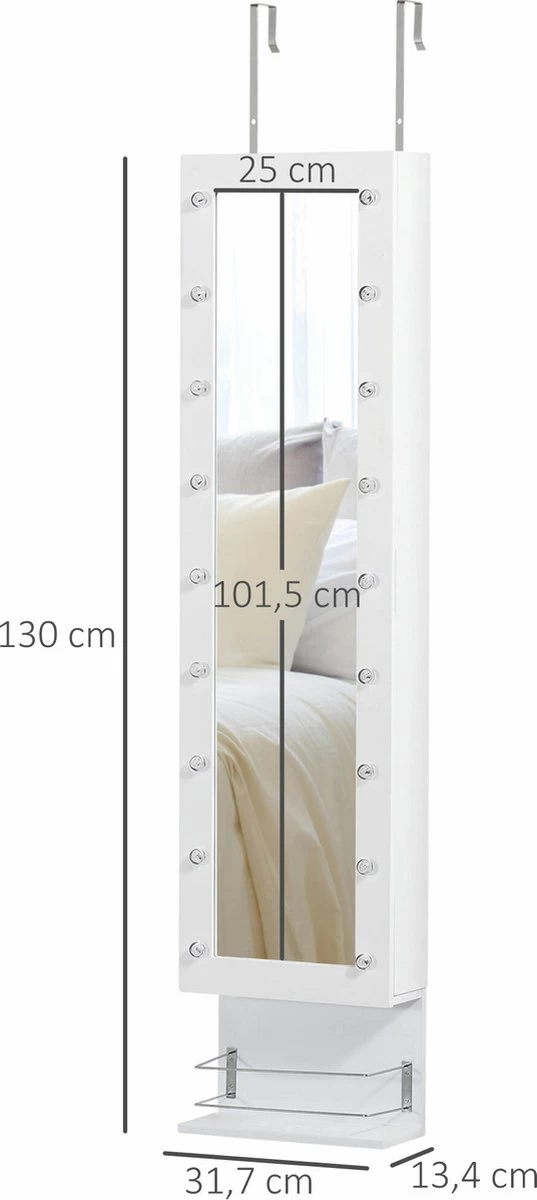 HOMCOM Sieradenkast Met Verlichting 831-326 - Afbeelding 7