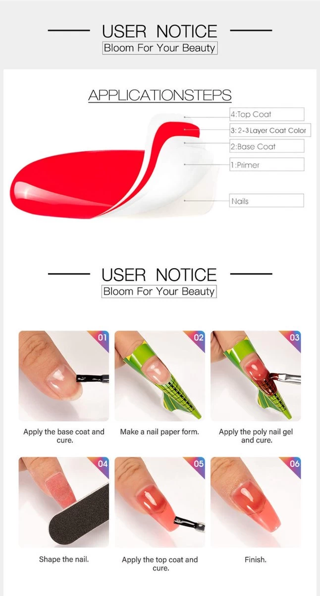 Polygel- Polygel Kit- Polygel Nagels- Polygel Kleuren- 30ML - Polygel Set- 3 Kleuren Polygel - Gel Solution - Nale File 2 - Nail Brush 1 - 12 PCS Tips 1 - Decoration - Nagellamp - Base Gel - Top Coat 1 - Afbeelding 11