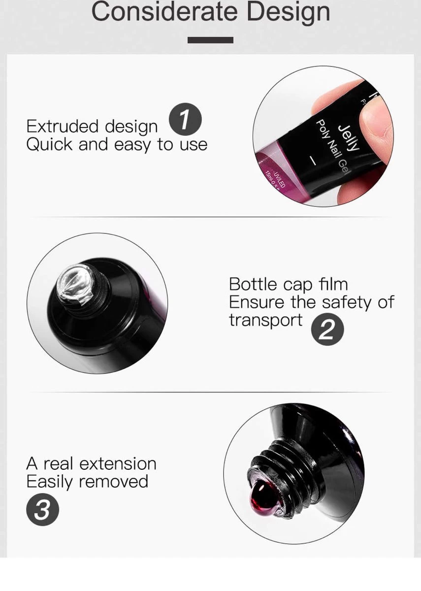 Polygel- Polygel Kit- Polygel Nagels- Polygel Kleuren- 30ML - Polygel Set- 3 Kleuren Polygel - Gel Solution - Nale File 2 - Nail Brush 1 - 12 PCS Tips 1 - Decoration - Nagellamp - Base Gel - Top Coat 1 - Afbeelding 14