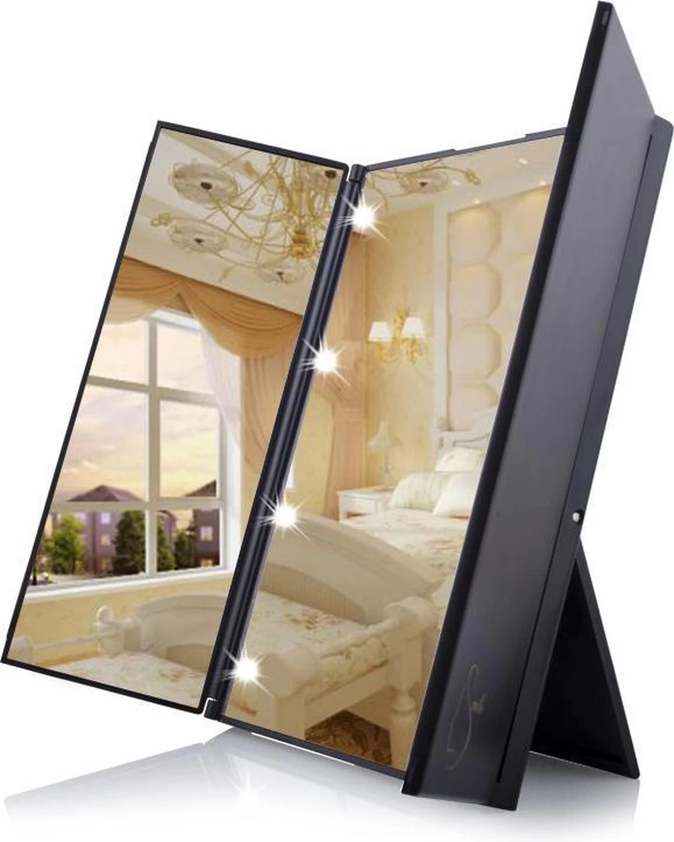 Spiegel Met LED Verlichting - Make-upspiegel - Zwart - Afbeelding 2