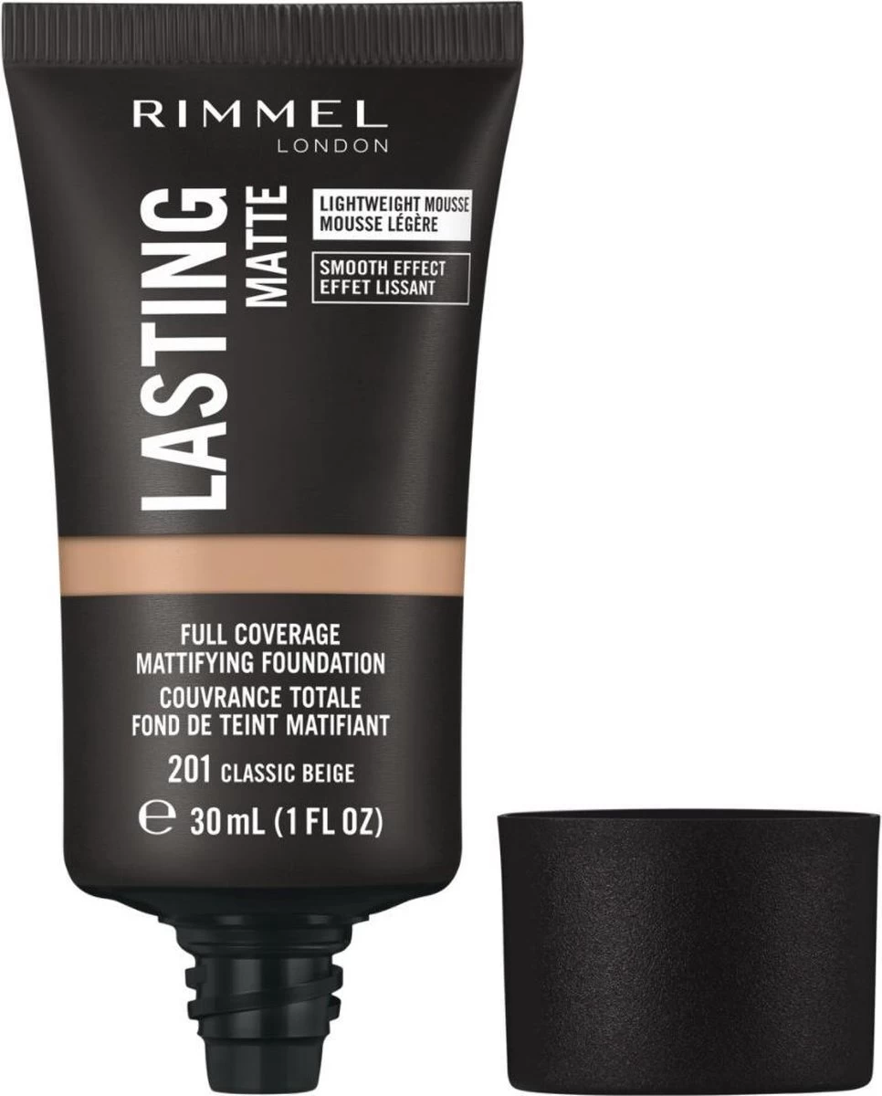 Rimmel London Lasting Matte Foundation - 201 Classic Beige - Afbeelding 2